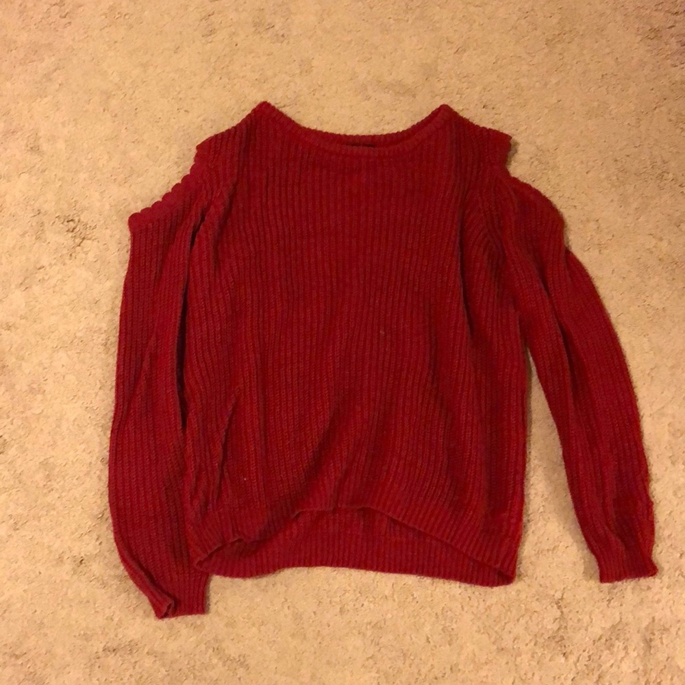 AQUA exposed shoulder RED sweater